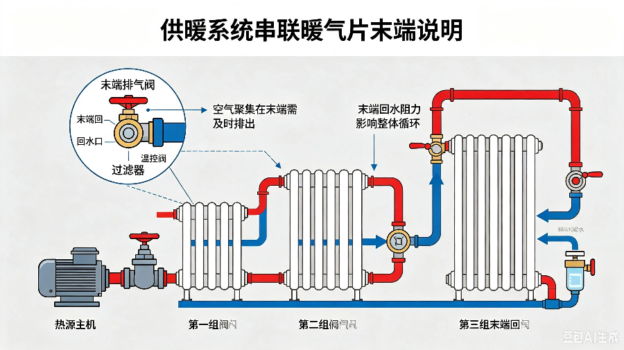 供暖系统串联暖气片